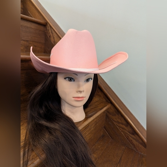 WESTERN EXPRESS CATTLEMAN PINK STRAW COWBOY HAT.  adult Size Small Medium - Picture 7 of 15